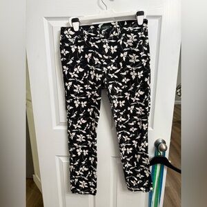 Lauren Ralph Lauren Black & White Floral Print Jeans Pants LRL Size 10 Preppy
